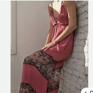 Free People Love Letter Satin & Charcoal  Lace